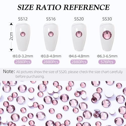 Image of Light amethyst Flatback Rhinestones, Glass Rhinestones for Nail Art and Craft, Glue Fix, Loose Crystal Gemstones(Lt.amethyst, SS30, 576pcs, 6.4-6.6mm)