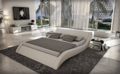Preisvergleich Produktbild INNOCENT Polsterbett 180x200cm Kunstleder Designer Bett weiß Winsor