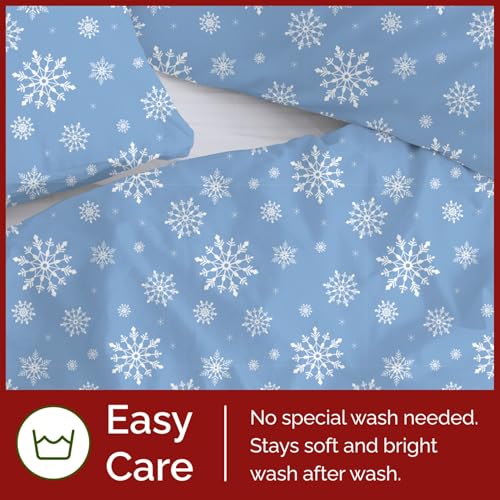 Image of CGK Unlimited Christmas Duvet Cover Twin Size - 68 x 90, Blue Snowflakes
