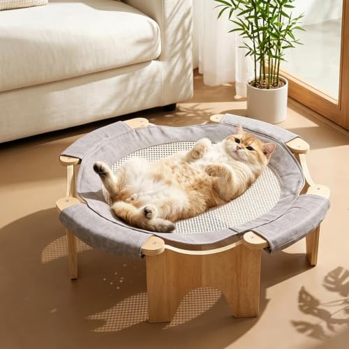 Cama elevada para gatos de malla mediana transpirable y refrescante para salón 4