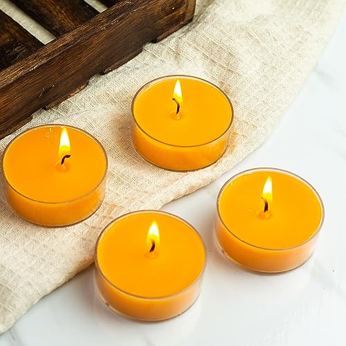 Image of AuraDecor Scented Soy Wax Acrylic Tealight Candle, Organic Luxury Aroma, Aromatic /Aromatherapy Candle || Long Lasting Burning Time (Jumbo Tealight, Amber Quartz & Oudh)
