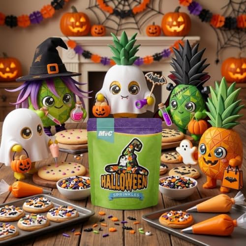 Image of Manvscakes Sprinkles- Edible Cake and Cupcake Sprinkles with Assorted Shapes and Sizes for Parties, Metallic Sprinkle Mix for Cookies, Ice Cream, Cake and Cupcake Decorating, 4 oz (Halloween Party)