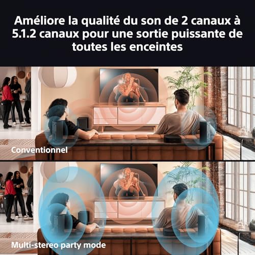 Sony BRAVIA Theatre System 6 – Son Enveloppant 5.1.2ch canaux | 1000 W | Enceintes arrière et Caisson de Basses Inclus | Dolby Atmos | DTS:X | DSEE | Mode Multi Stereo Party | Prise en Main Facile