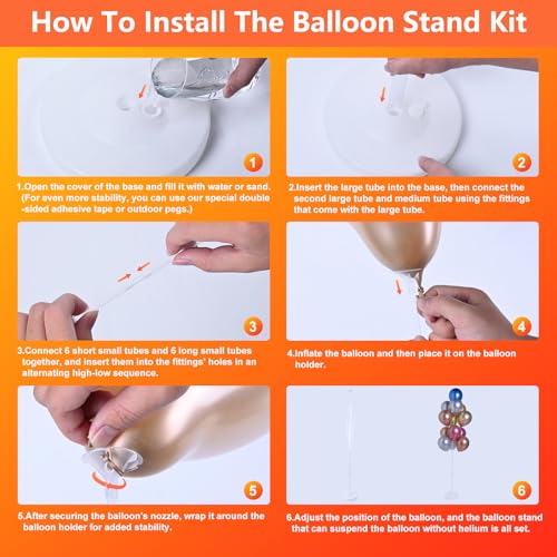 Image of 4 Sets of Balloon Stand Kit - 62in Balloon Stands with Base, Balloon Sticks, Decorations for Party Birthday Wedding Baby Shower Gender Reveal Graduation