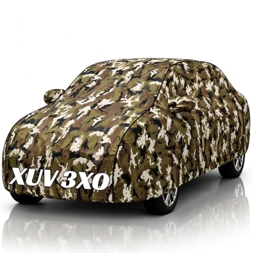 Image of Safe-Cars New Jungle 100% Waterproof XUV 3XO Car Cover | Polyester Car Body Cover for Rain & Sun | UV Protection, Dustproof, Scratch Resistant, Windproof, Heat Resistant, Custom Fit
