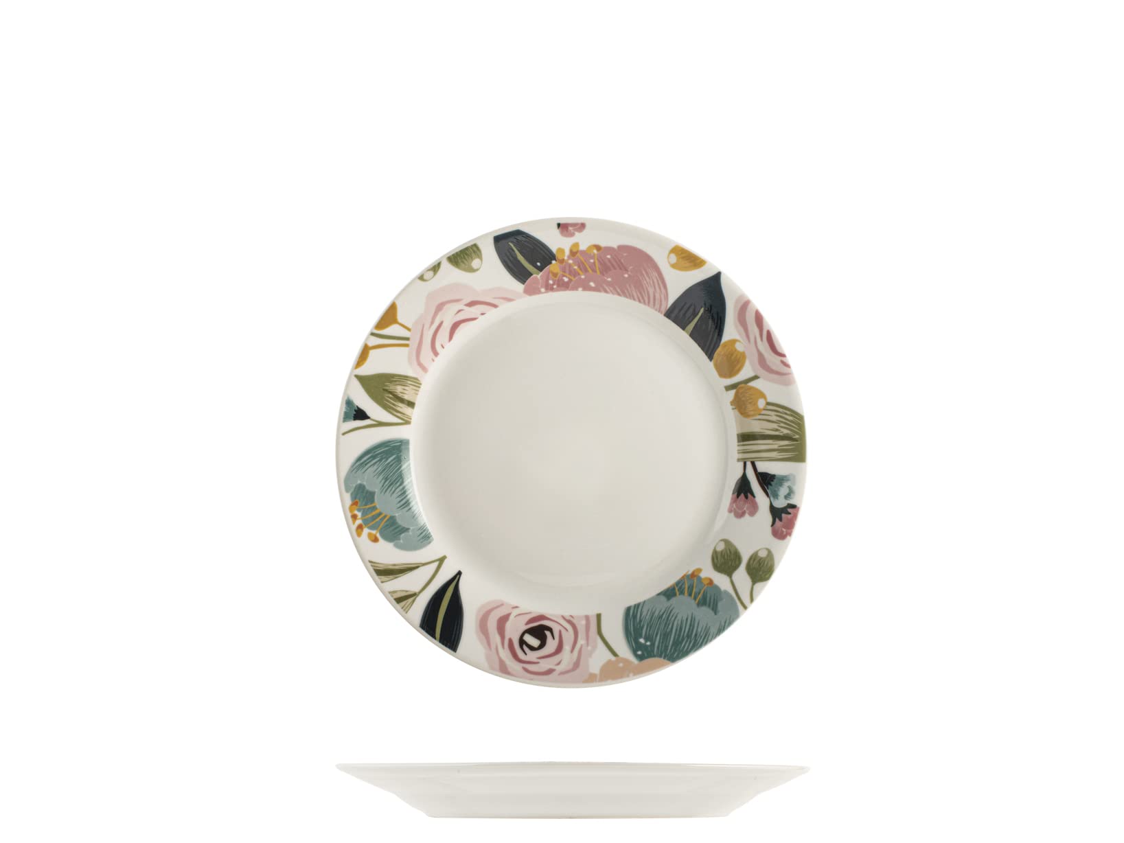 H&H Servizio Tavola 18 Pezzi Peony in Porcellana Decorata – Piatti Piani, Fondi e Frutta – Lavabili in Lavastoviglie – Adatti a Microonde – Eleganza e Stile per la Tavola