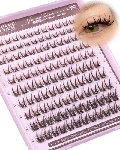 Wtvane Brown Lash Clusters Spiky Eyelash Clusters 8-14mm Manga Cluster Eyelash Extensions Wispy Lashes Clusters Bunny Individual Lashes Anime Eyelashes Cluster Dark Brown Lash Extensions