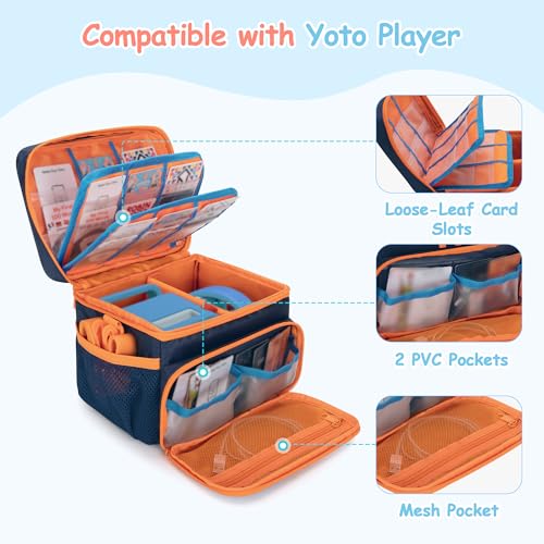 Image of Carrying Case Compatible with Yoto Player (3rd Generation) with Card Holder | Hold Up to 30 Cards, Travel Storage Bag for Bluetooth Audio Speaker & Headphone Accessories, Blue (Case Only) Patented Design