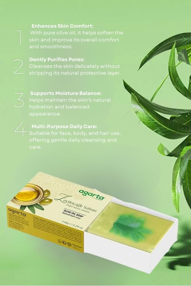 Handmade Olive Oil Soap Bar – Natural Botanical Cleansing Soap for Skin & Hair Care, Vegan Clean Formula – 5.29 oz - Image 4