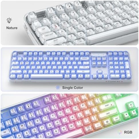 MOFII Wireless Computer Keyboard with RGB Backlit, Tri-Mode Bluetooth 5.0/USB-C/2.4GHz Gaming Keyboard, Full Size Layout, Ergonomic Curved Design for Windows Mac PC Gamers & Office - 5