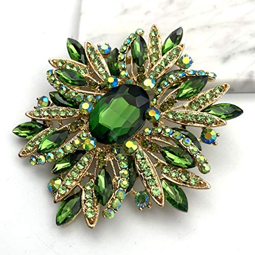 Image of SELOVO 3.5 inch Huge Big Large Brooch Pendant Scarf Hats Decoration Blue Flower Pin Gold Tone
