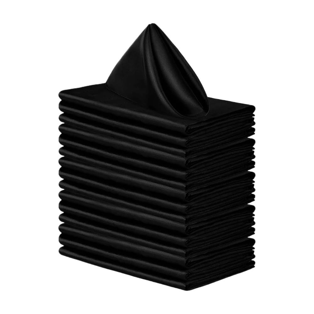 6PCS Satin Napkin Silk Serving Table Decor Napkins Dinner Towel For Wedding Banquet Party Restaurant Decoration(Black 6PCS)