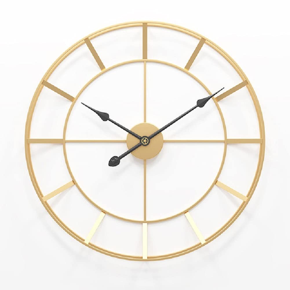 YIWOYI Grote Wandklok Ronde Metalen Silent,Outdoor Tuin Wandklok