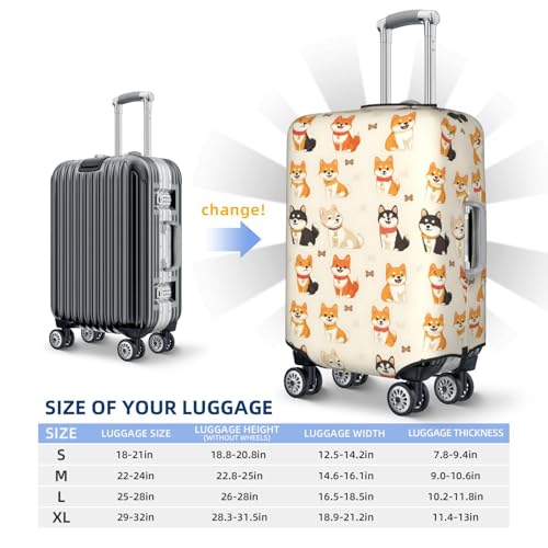 Luggage Cover Protector - Cute Puppy Cartoon Print Fit 22-24 Inch Suitcase Covers for Luggage2
