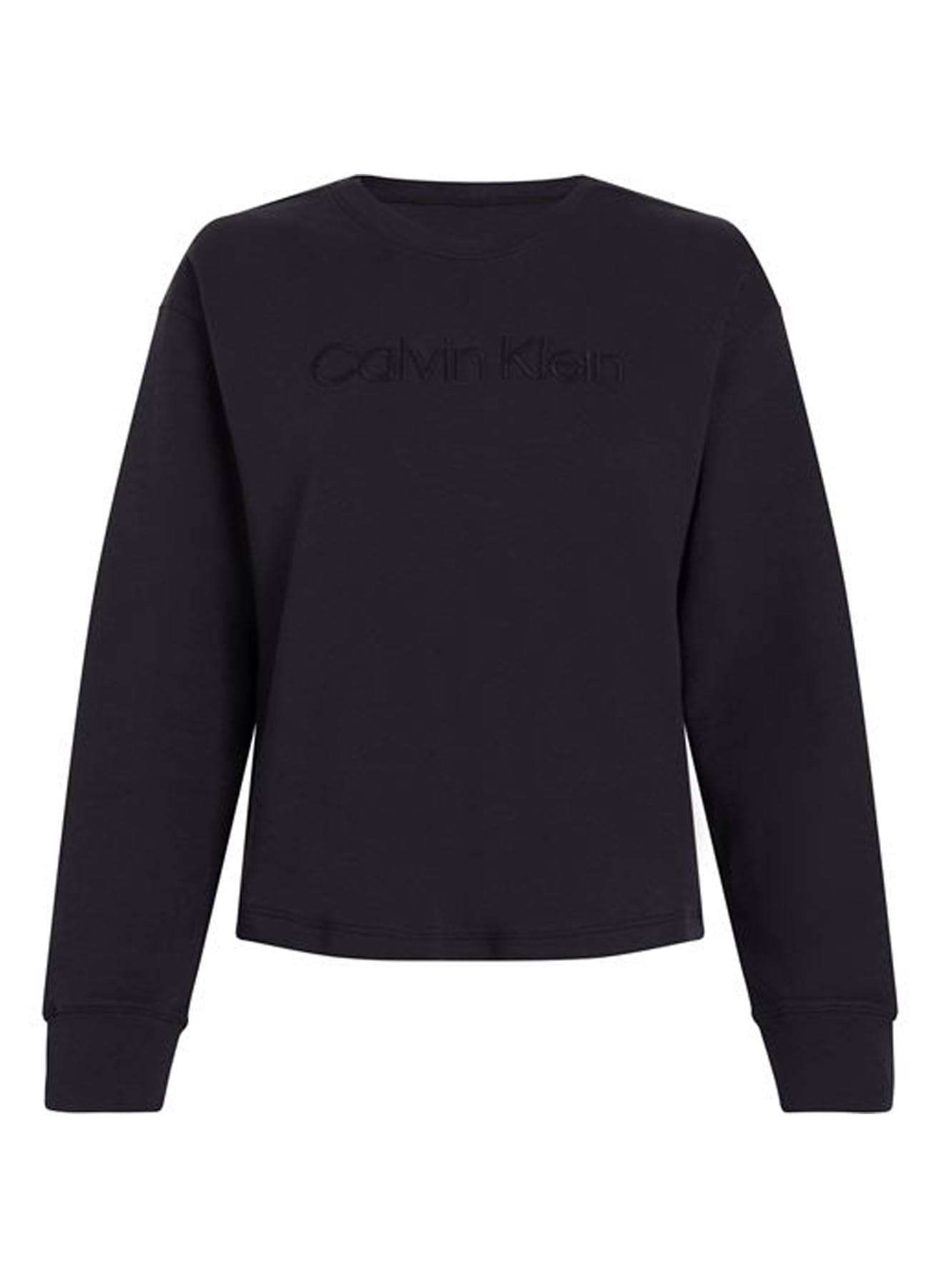 Calvin Klein Women’s Relaxed Crew Neck Stretch Sweatshirt, Black (Black), M