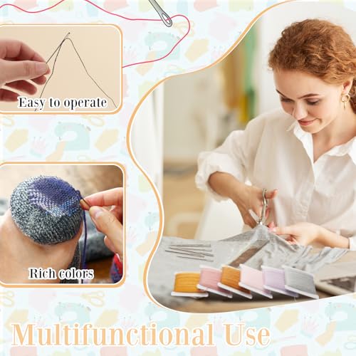 Kit de hilo para zurcir con 20 hilos multicolor miniatura 3