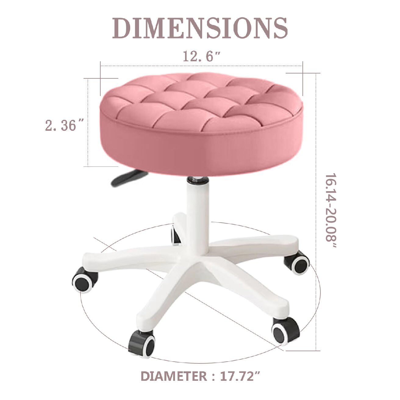 Sedia girevole compatta con rotelle e puleggia rotonda in pelle PU, altezza regolabile, design girevole, sedia da ufficio per disegnatori, sgabello da salotto SPA, sedia da ufficio per casa