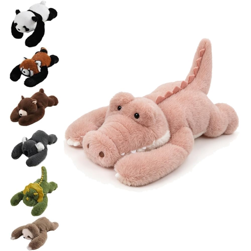 Weighted Plush Animals, Hugging Pillow for Anxiety Relief & Sleep Support, Cute Soft Plush Toy Pillow, weighted animals for adults (Pink Crocodile, 45CM)