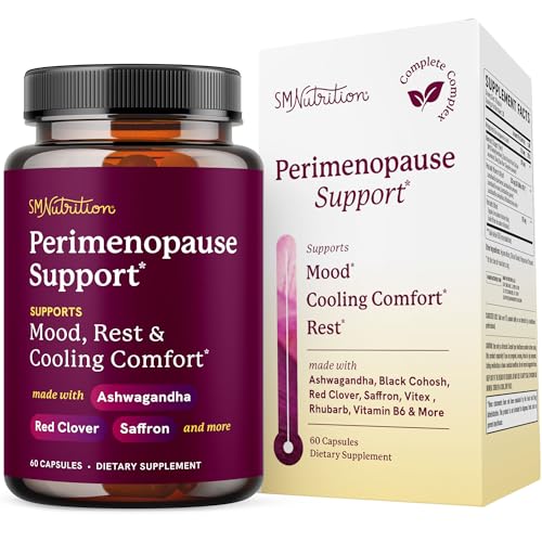 Perimenopause Support for Women Supplement | Hormone Balance Mood Sleep Cycle Regularity & Cooling Support | Black Cohosh Vitex Saffron | Peri Menopause Supplements for Women | Non-GMO | 60 Ct