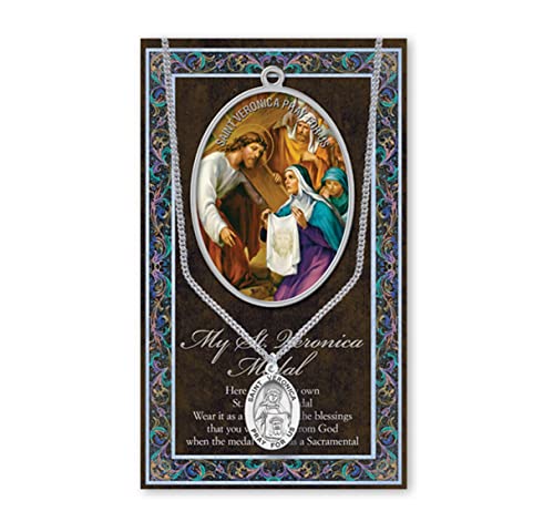 St. Veronica Biography and Folding Picture Card with a Medal & Chain