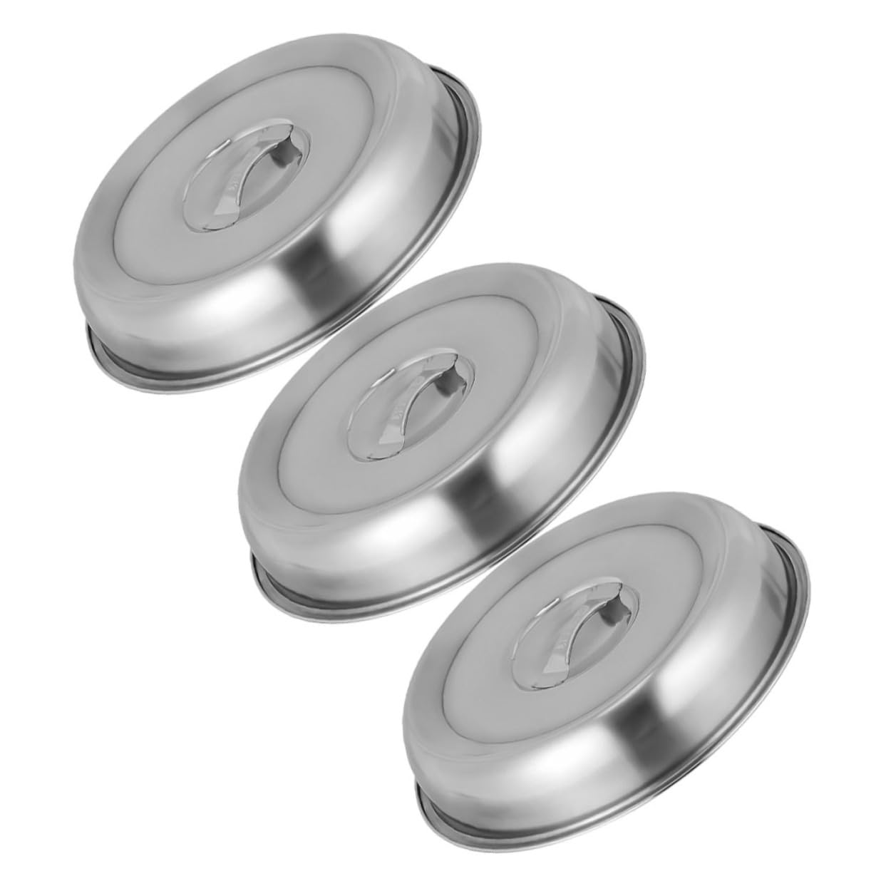 SUPVOX 3pcs Stainless Steel Dish Cover Indoor Grill Dome for Sandwiches, Basting, Steaming, Pastry Cheese Melting, Oil Pot, Plate Meal - Round Pan Cover