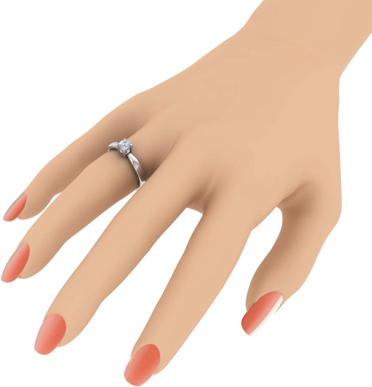 FINEROCK 1/3 Carat 4-Prong Set Diamond Engagement Ring in 10K Gold
