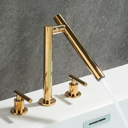 Robinet de lavabo à 3 trous en laiton gris à double poignée pour salle de bain chic