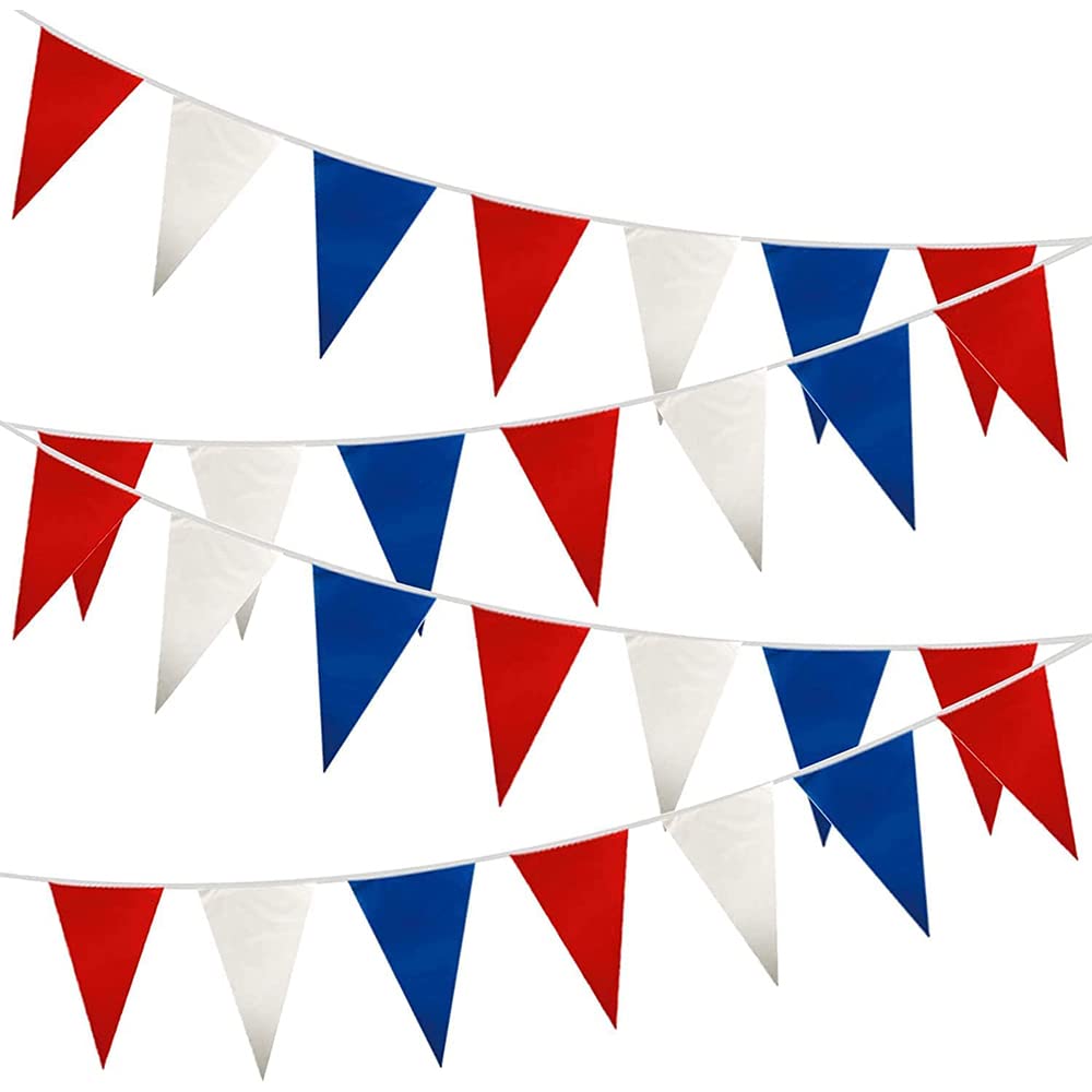 1ABOVE 7M Red White and Blue Bunting Garland Union Jack Banner Party Decorations Supplies Sporting Events Pub Bbq Royal Theme French USA 25 Flags (7M)