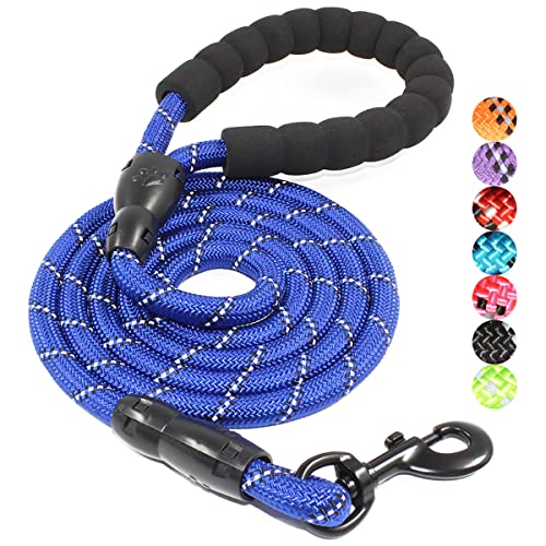 BAAPET 2/4/5/6 FT Dog Leash with Comfortable Padded Handle and Highly Reflective Threads for Small Medium and Large Dogs (5FT-1/2 Navy Blue)