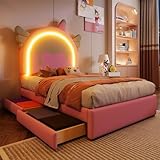 lit licorne amazon Design unique inspiré du monde fantastique：La tête de lit arbore un design élégant en forme de licorne, stimulant l'imagination des enfants. Ce design original transforme la chambre en un lieu joyeux où les enfants peuvent jouer, rêver et grandir