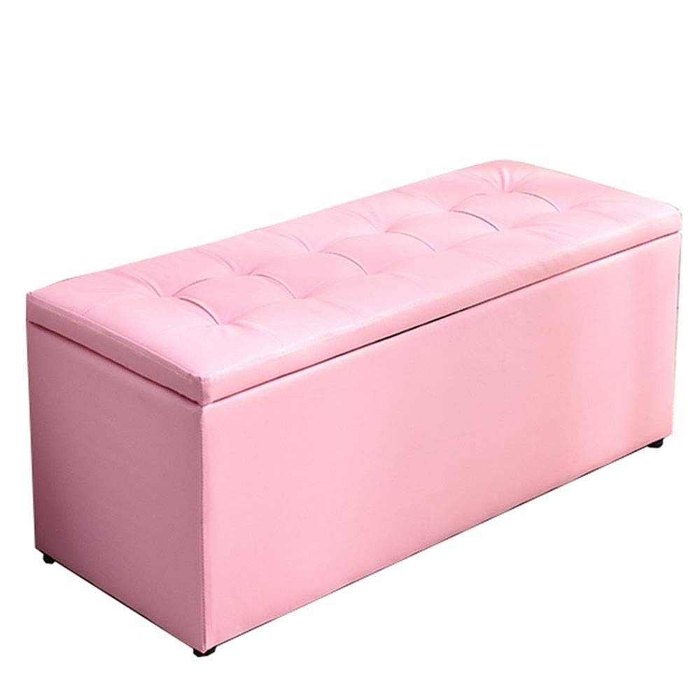 Repose-pieds rembourré en cuir PU 80x40x40cm banc de salon gain de place