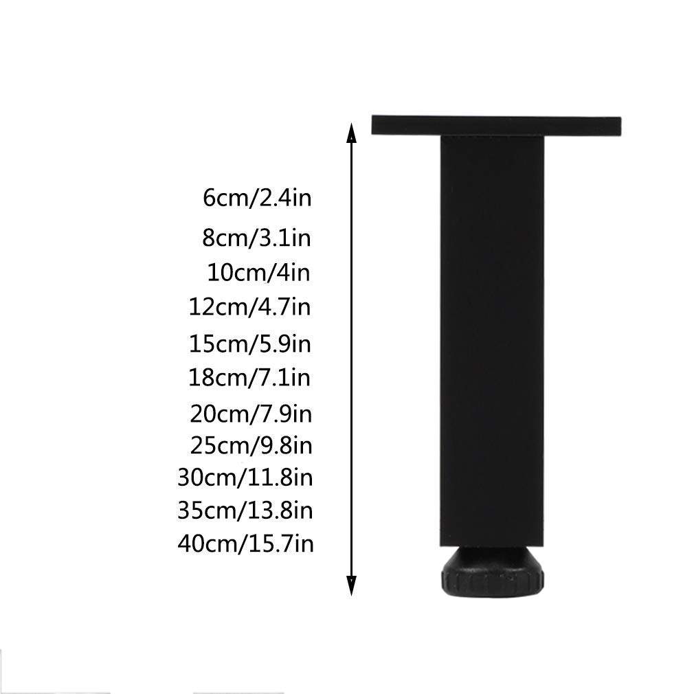 CHEWYNP Piedini per mobili,Gambe per mobili in Metallo,Gambe per divani sostitutivi,Piedi per mobili TV,Piedi per tavoli da toeletta,Altezza Regolabile 0-10mm,Quadrato,con Imbottitura di p