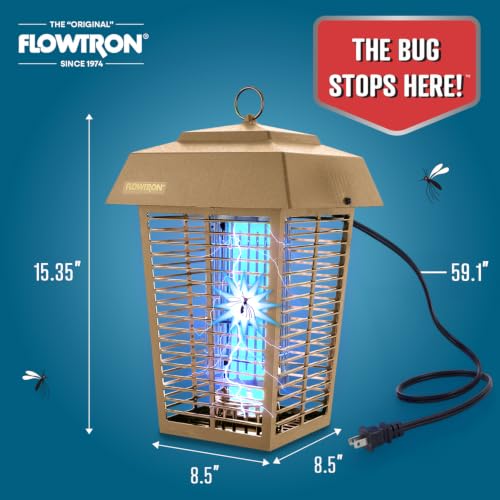 Image of Flowtron Bug Zapper, 1 Acre Outdoor, 40W UV Bulb, 5600V Zap Grid, Tan | Protects yards, patios, and farms - octenol lure attracts and helps eliminate mosquitoes, flies, and gnats - ETL certified