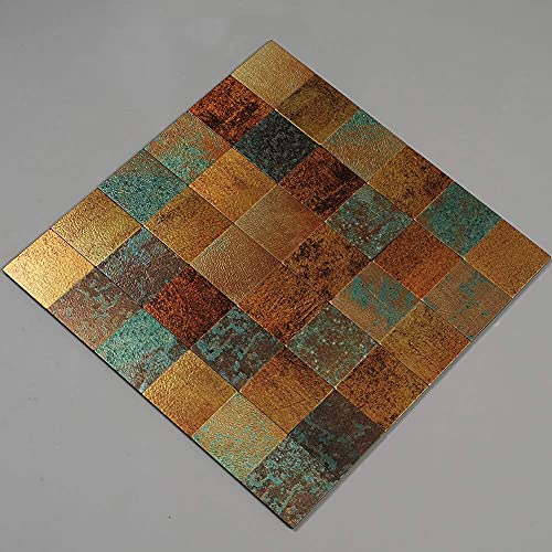 Adedeo Metal Backsplash Tile Self-Adhesive Aluminum Surface Mosaic Peel And Stick Tile White Marble Grain & Gold For Kitchen Backsplash Bathroom Wall (5 Sheets) #TOP2