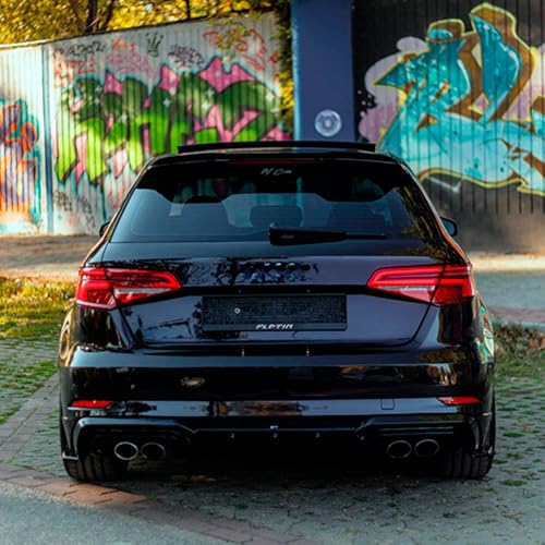 Heckschürze Heckdiffusor kompatibel mit AUDI S3 Sportback 8V Facelift 2016 bis 2020 Schwarz glänzend