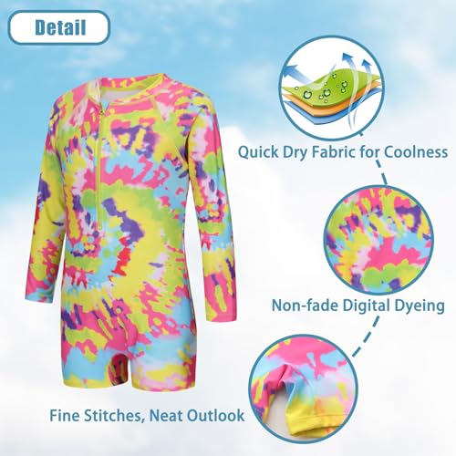Image of Girls One Piece Rash Guard Swimsuits for Girl Long Sleeve Bathing Suits with UPF 50+ Sun Proctection Sunsuits 3-16 Years