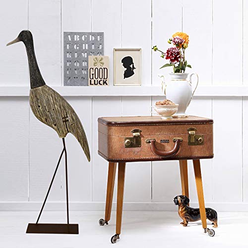 Estatua de pájaro grulla de madera y metal 31 in miniatura 2