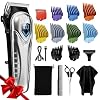 Chicclly Professional Hair Clippers for Men&Women, Low Noise Hair Cutting Kit with 10 Color Combs, LED Display, Gifts for Men, 5H Cordless Clippers and Trimmers Set with Scissors,Cape