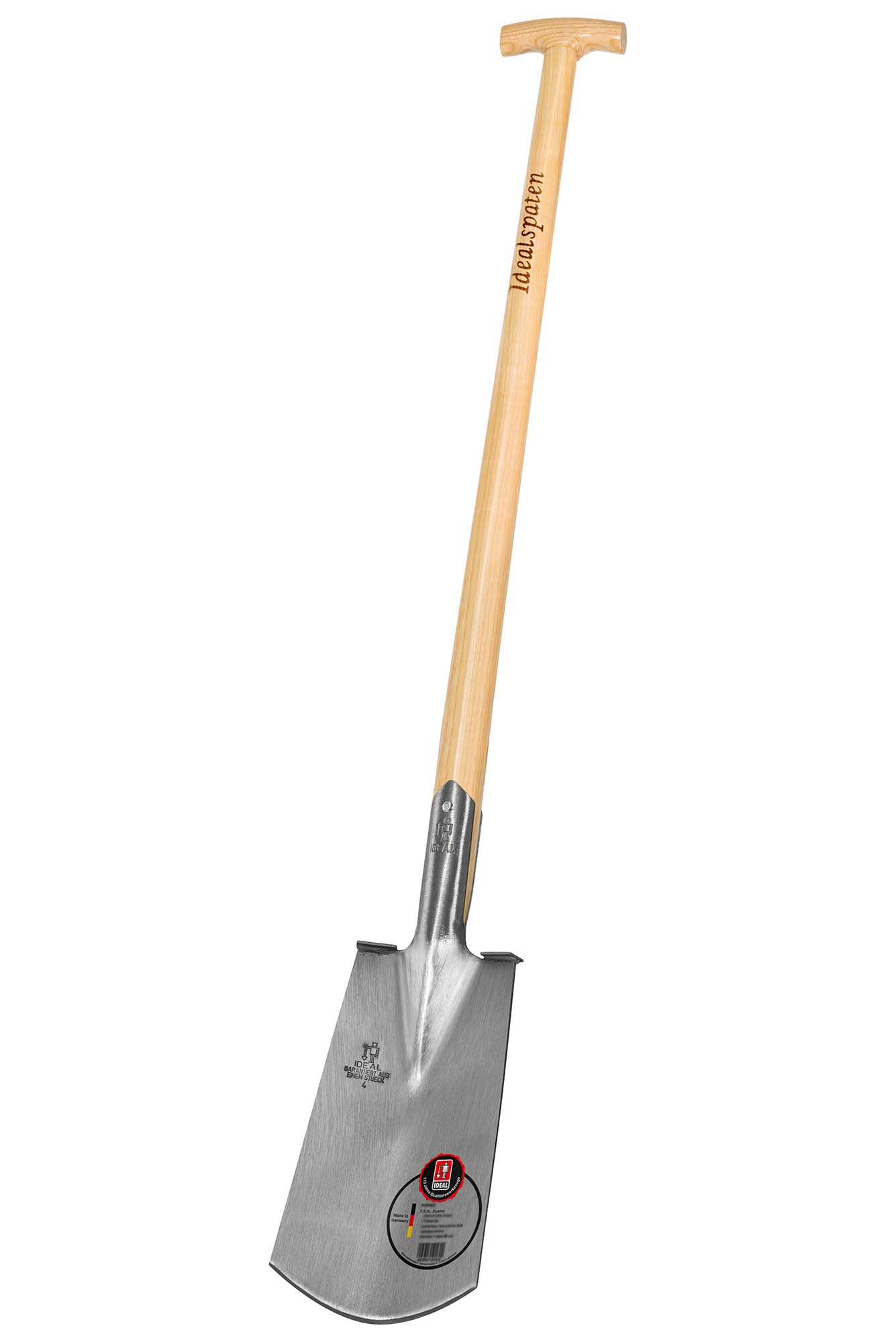 Idealspaten 10080407 – Pala Cuatro Países feinpoliertes Hojas con Mango en T de Fresno 90 x 30 cm, Plata, 40 x 25 x 15 cm