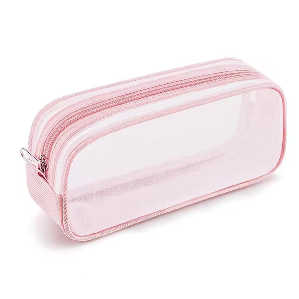 LABUK Big Clear School Pencil Pouch Extra Large, Durable, Transparent Organizer with Zipper Closure for Classroom and Office Pen Storage Bag Travel Pack of 1 (Pink) (B0DCNJYWJ6) Amazon Price History, Amazon Price Tracker