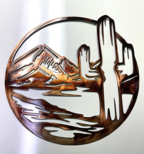Arizona Cactus Circle Metal Wall Art - Copper - 14