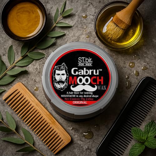 Image of Mooch Moustache Wax for Men - Strong Hold & Long Lasting Styling Wax | Natural Look | Original Scent | 75g Pack of 3