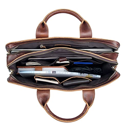 Business Mens Genuine Leather Laptop Bags, Briefcases for Men, Computers Bags, Messenger & Shoulder Bags, Handbags (Color : Brown)3
