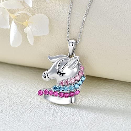 AOBOCO Sterling Silver Horse Necklace for Girls, Horse Jewellery Birthday Gifts for Girls Daughter