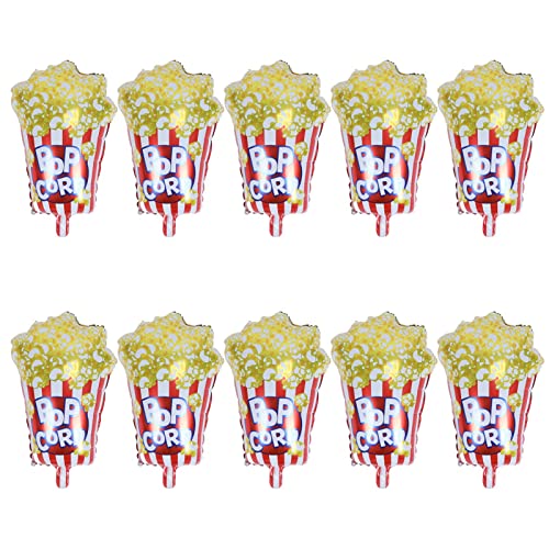 10 unidades de globos de palomitas para fiestas, decoraciones temáticas de cine, globos reutilizables de papel de aluminio para cumpleaños, bodas, baby showers y sesiones