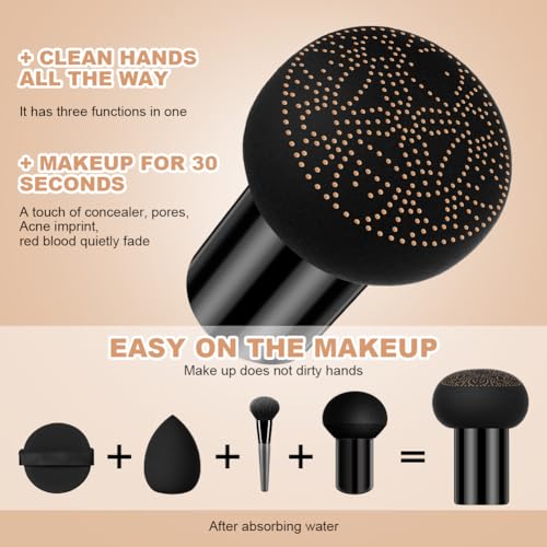 Mushroom Head Air Cushion CC Cream, BB Cream Base de Maquillaje, Base Líquida, Hidratante Corrector, Control de Aceite, Resistente al Agua, Duradero(Natural - Caja de Color Verde) - imagen 5