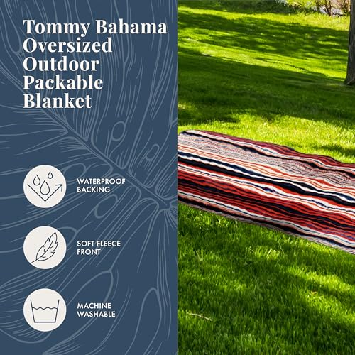 Image of Tommy Bahama 50 inch x 70 inch Waterproof Picnic Blanket, Stripe Blue