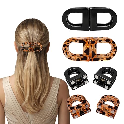 2PCS Magnetic Hair Clips for Women Strong Hold No-Slip Hair Styling Clips 2-in-1 Seamless Design