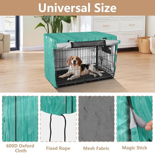Housse de cage pour chien style bois turquoise pour son confort - 5
