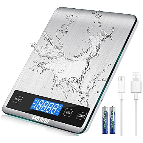 Bascula Cocina Digital MOJINO, 15KG/33LBS, Pantalla LCD Retroiluminada Cover
